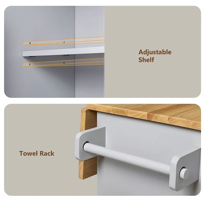 Rolling Kitchen Island Cart with Wheels , Drawer, Storage Racks