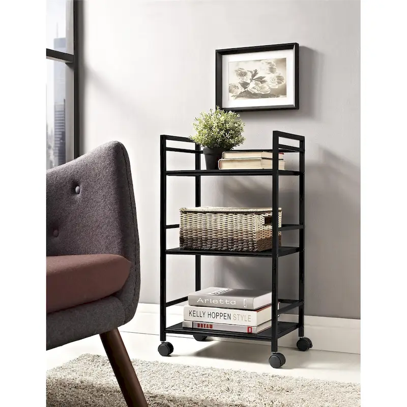 Avenue Greene Emerald 3 Shelf Metal Rolling Utility Cart
