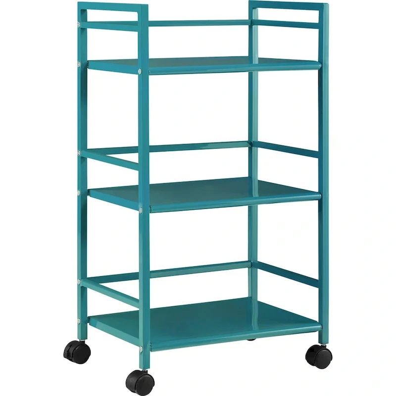 Avenue Greene Emerald 3 Shelf Metal Rolling Utility Cart