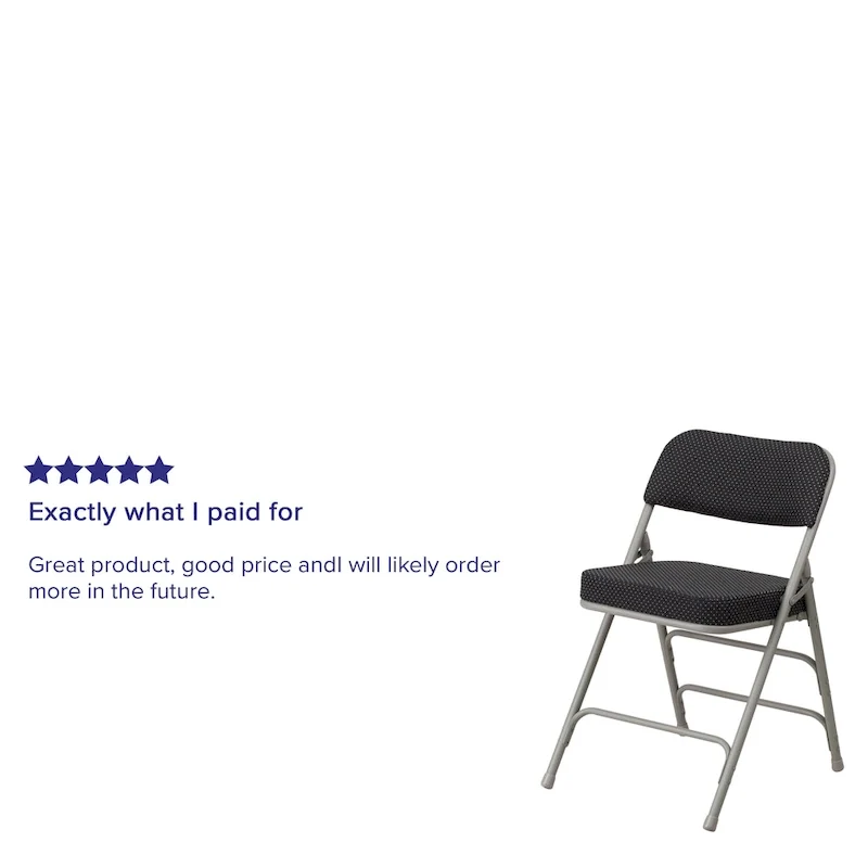 4 Pack Curved Triple Braced & Hinged Fabric Upholstered Metal Folding Chair
