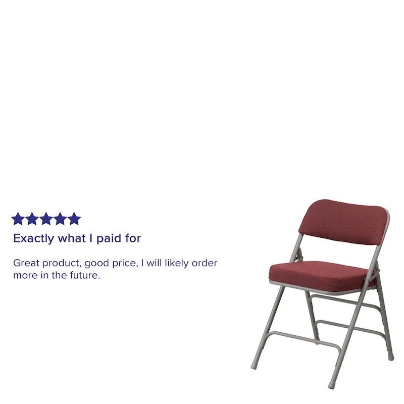 4 Pack Curved Triple Braced & Hinged Fabric Upholstered Metal Folding Chair
