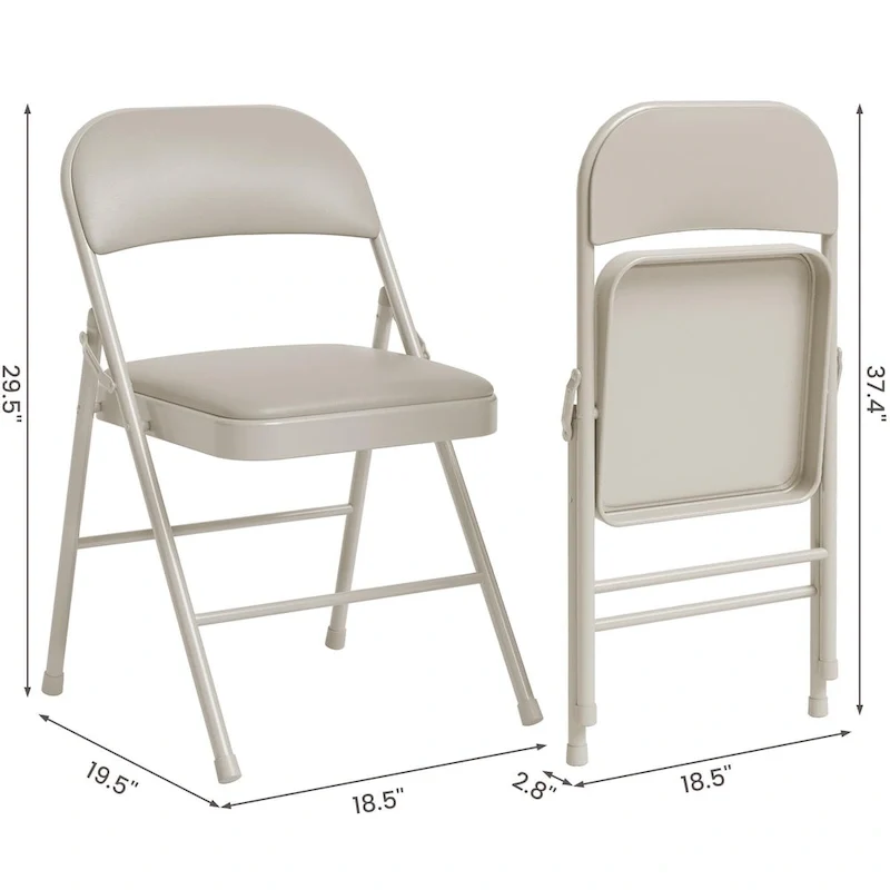 Folding Chairs 2/4 Pack With Padded Cushion and Back