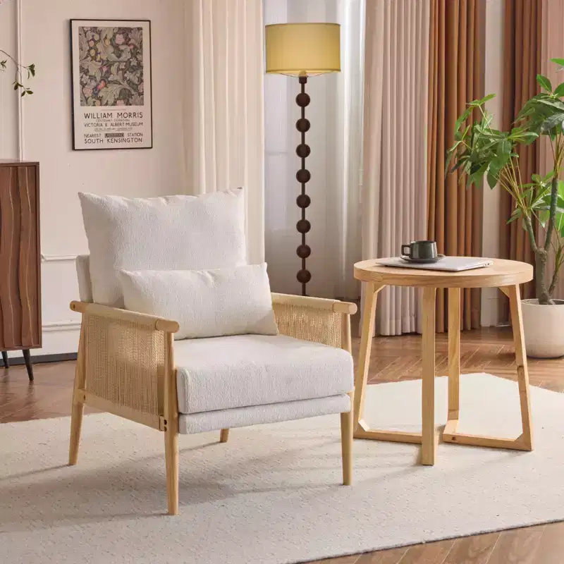 Fauteuil d'appoint en chenille avec coussin
