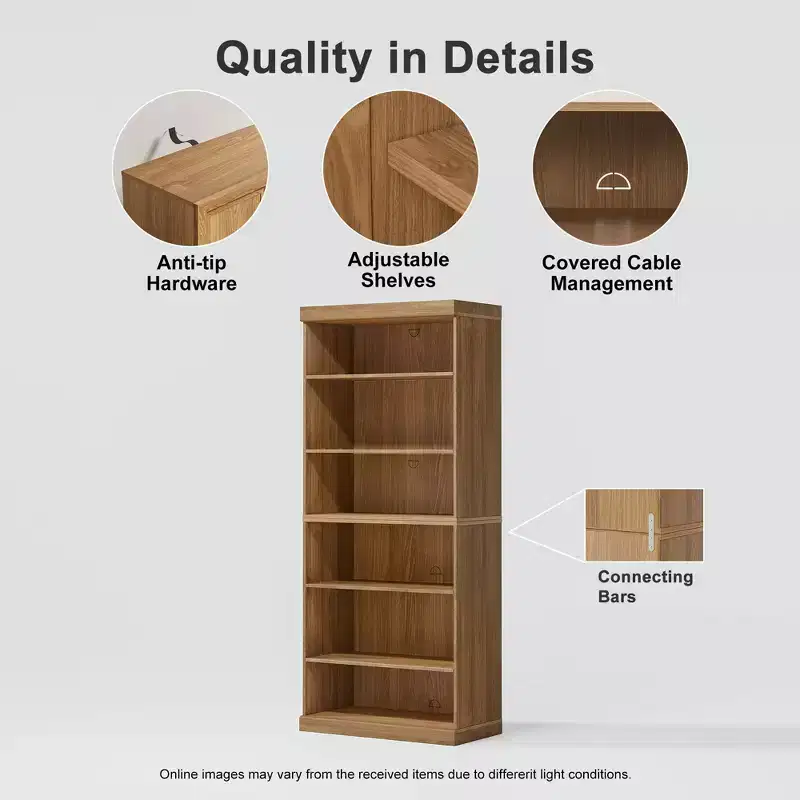 62 Meuble de rangement décoratif sans porte en bois veiné noir Bibliothèque