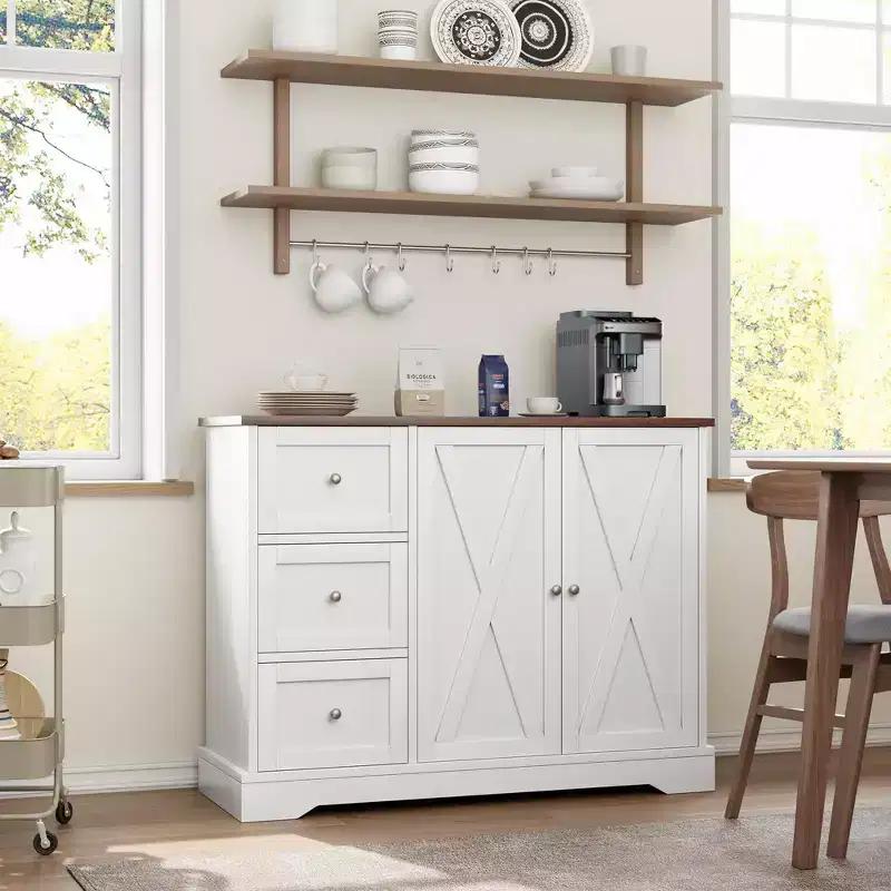 Buffet de rangement, Buffet à portes, Meuble bar à café en bois