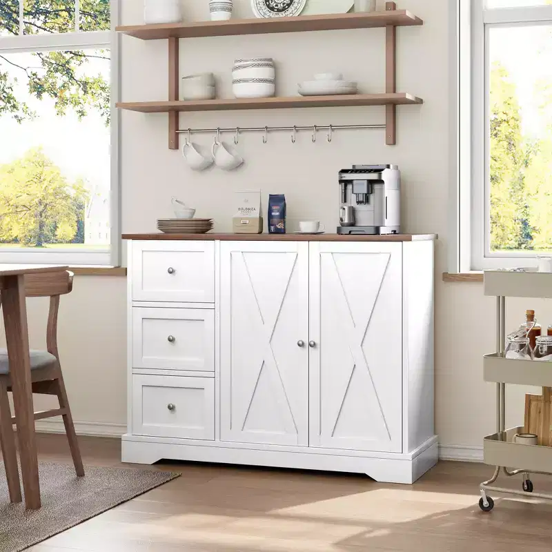 Buffet de rangement, Buffet à portes, Meuble bar à café en bois
