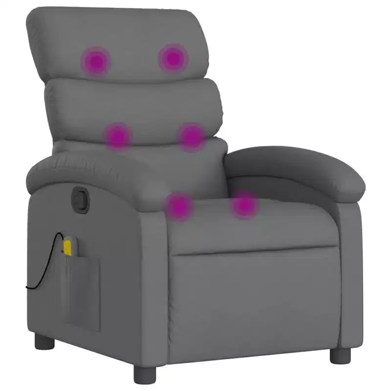 Fauteuil inclinable de massage en tissu gris foncé - Fauteuil de relaxation manuel réglable
