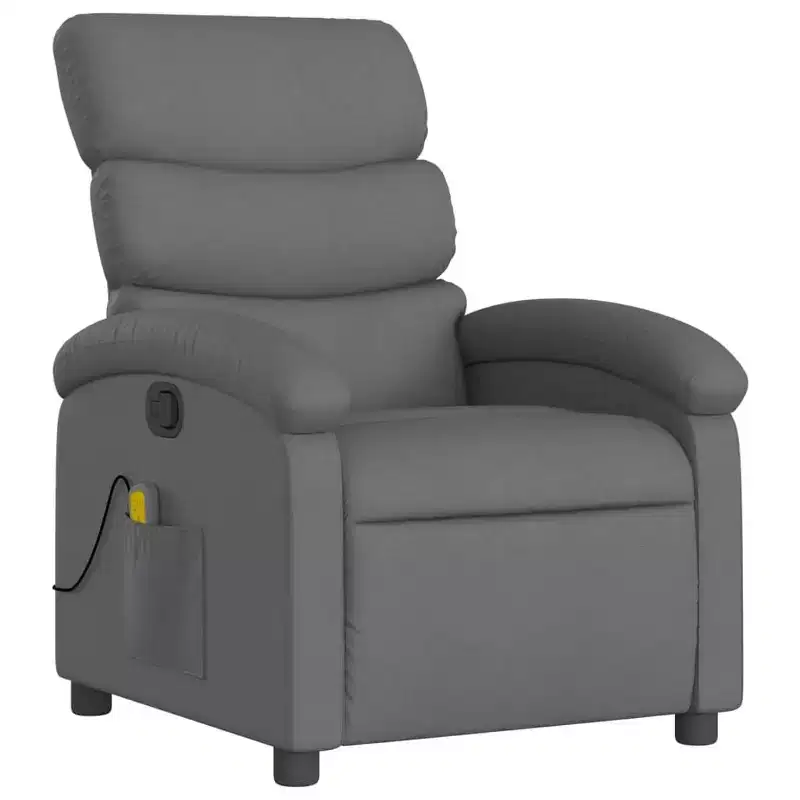 Fauteuil inclinable de massage en tissu gris foncé - Fauteuil de relaxation manuel réglable