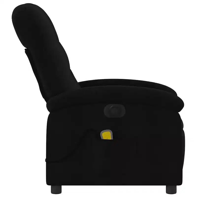 Fauteuil de massage électrique inclinable - Dossier à oreilles, tissu noir, réglage motorisé