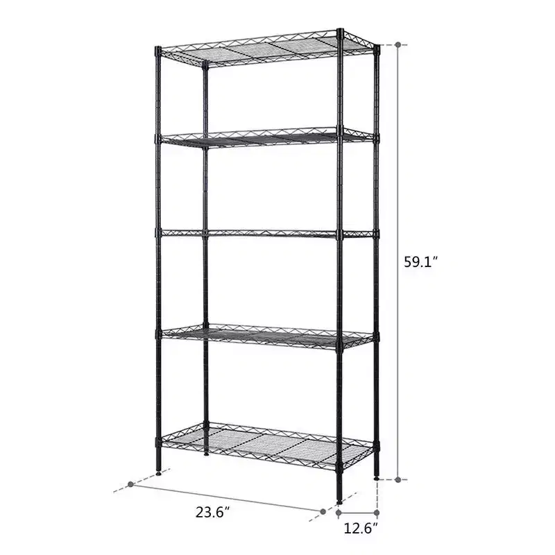 Étagère modulable à 5 niveaux en métal noir, robuste