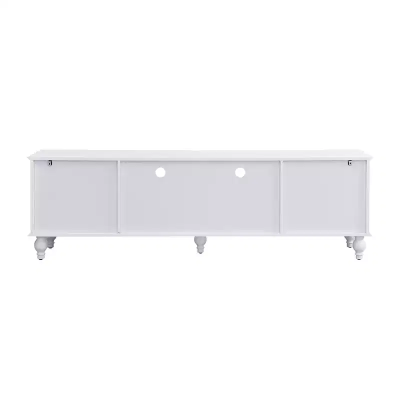 Meuble TV Moderne avec Compartiment Ouvert, 2 Tiroirs, 2 Portes et 5 Pieds Solides