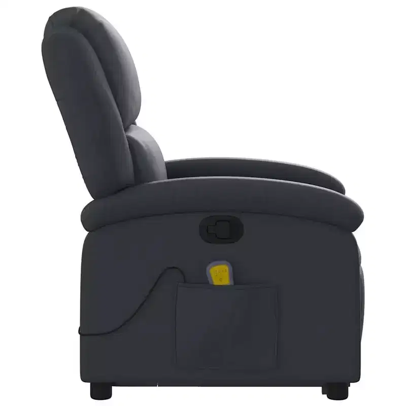 Fauteuil inclinable électrique releveur en cuir noir avec massage et inclinaison manuelle