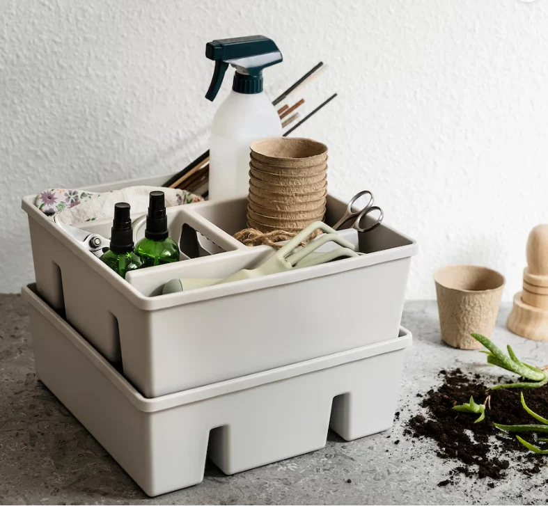 FANGGRODA Insert with compartments, light gray, 30x30x11 cm