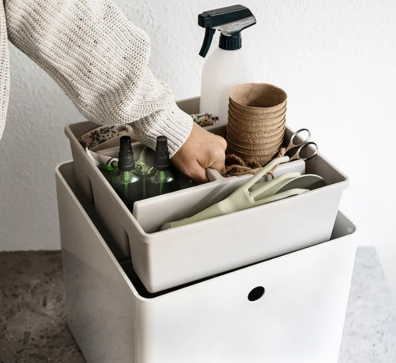 FANGGRODA Insert with compartments, light gray, 30x30x11 cm