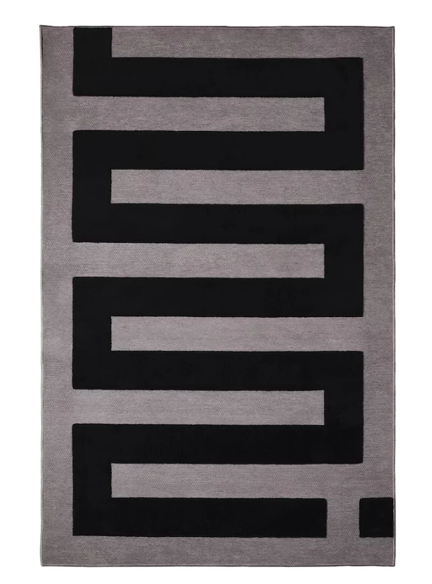 BLASKATA Rug, black/grey, 105x160 cm