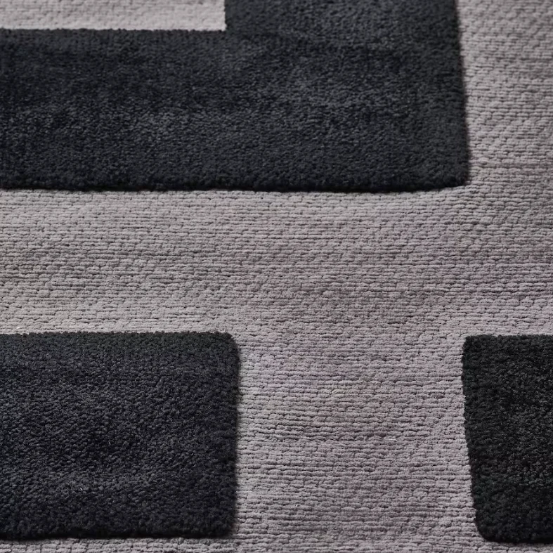 BLASKATA Rug, black/grey, 105x160 cm