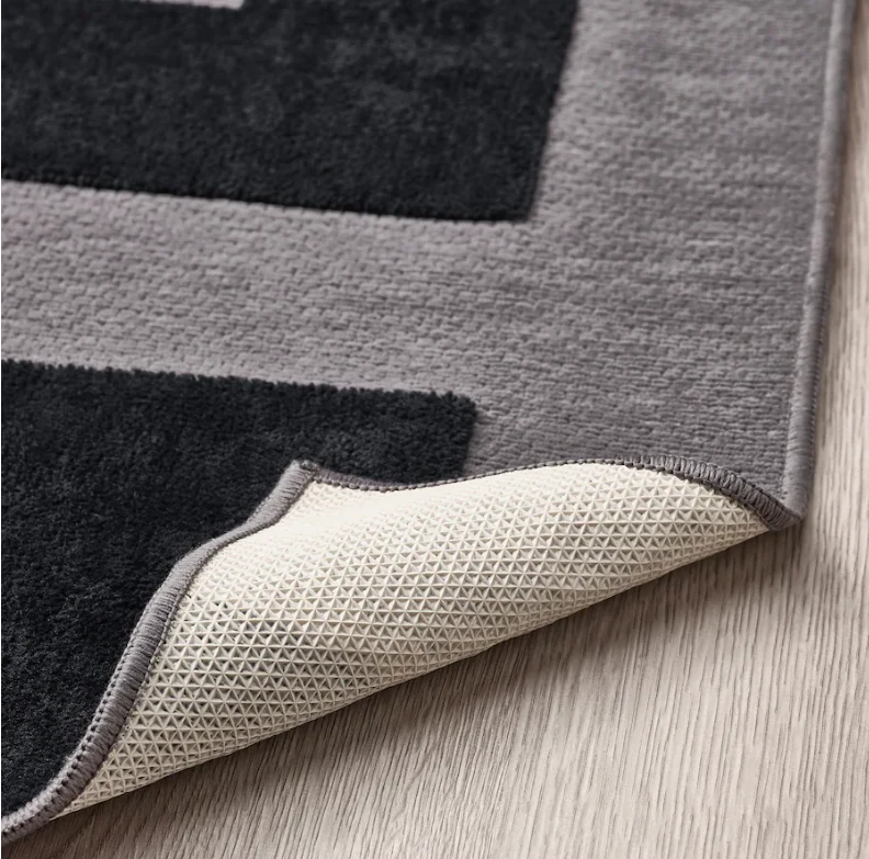 BLASKATA Rug, black/grey, 105x160 cm