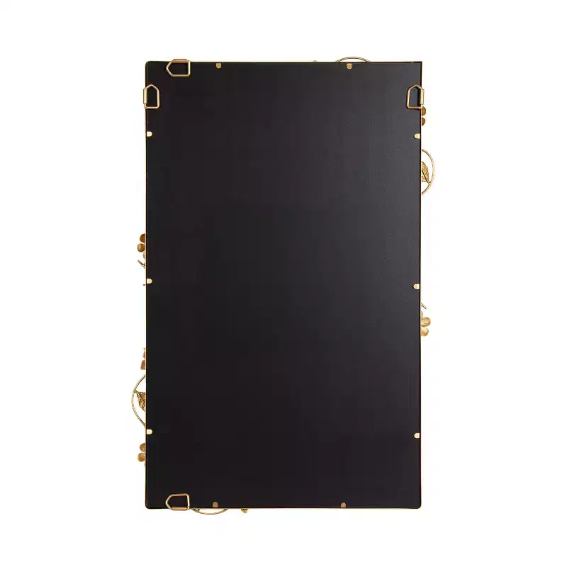 Miroir Rectangulaire Floral en Métal, Doré