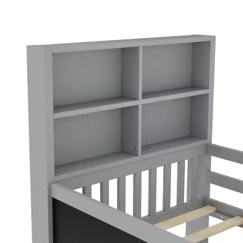 Lit plateforme double/grand format avec tiroirs de rangement et étagères, lit de rangement en bois