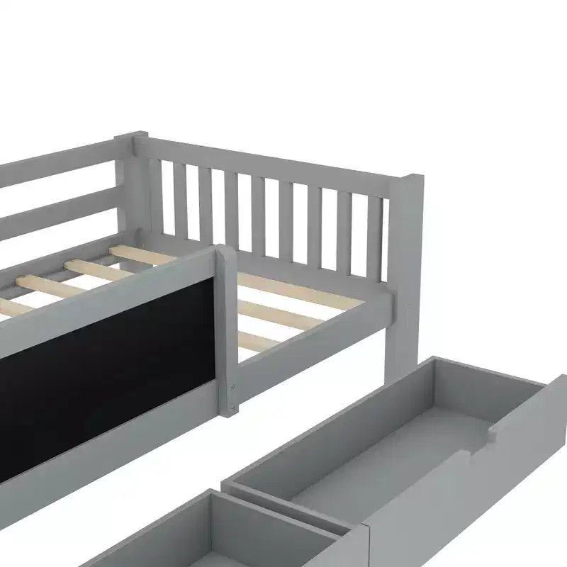 Lit plateforme double/grand format avec tiroirs de rangement et étagères, lit de rangement en bois