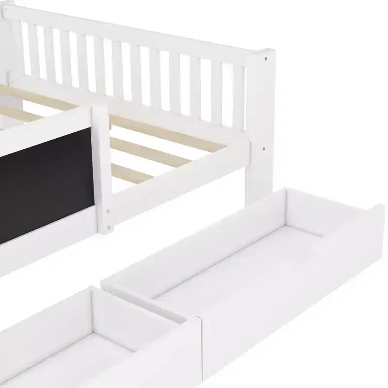 Lit plateforme double/grand format avec tiroirs de rangement et étagères, lit de rangement en bois