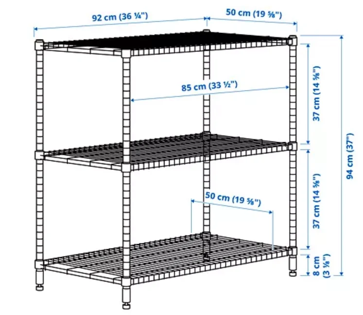OMAR Shelf unit galvanized, 92X50X94 CM