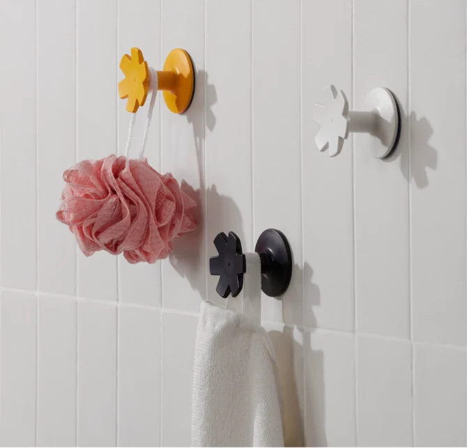 JORDBORR Hooks set of 3, self-adhesive, snowflake/multicolor