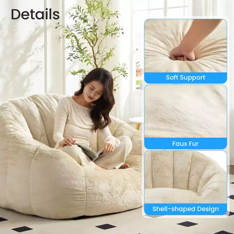 Fauteuil géant poire en fausse fourrure