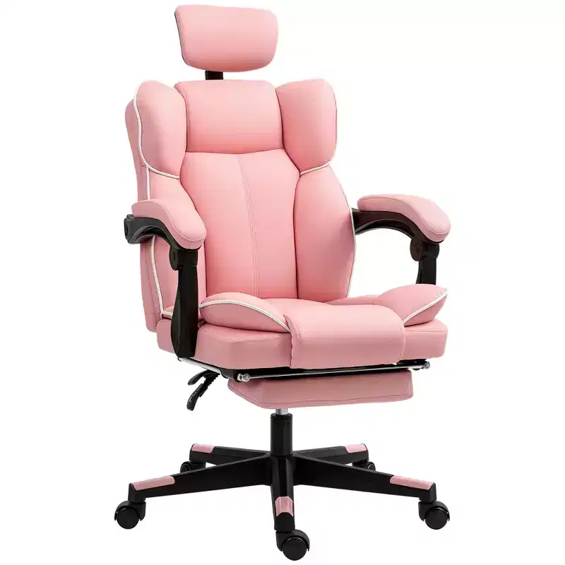 Fauteuil de bureau de direction avec repose-tête, repose-pieds, chaise de bureau à dossier haut
