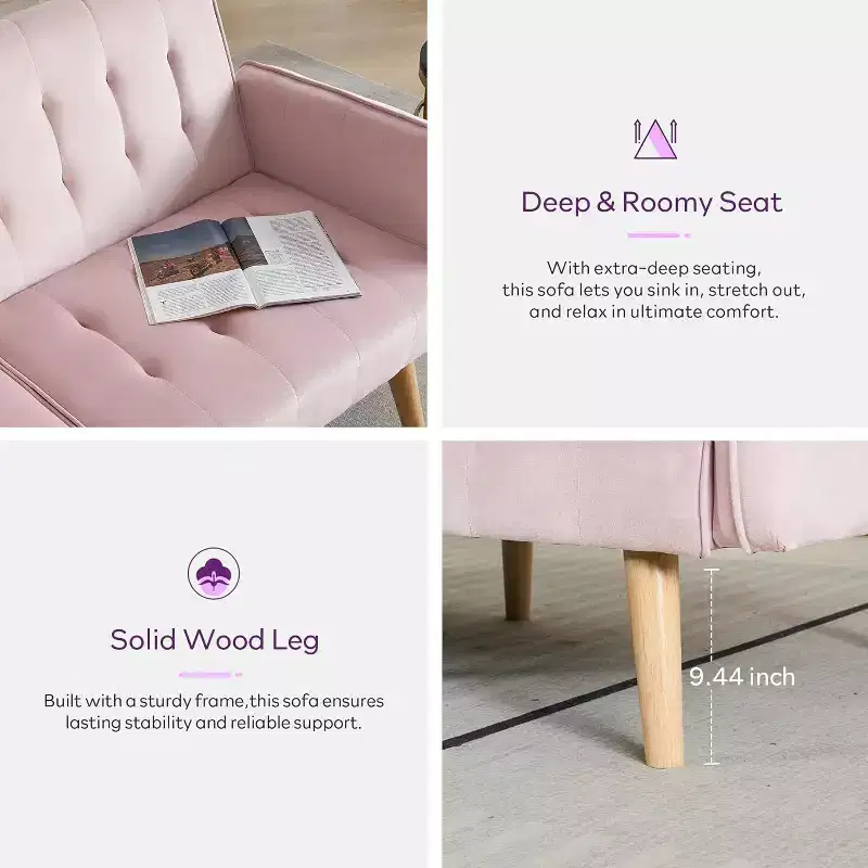 Canapé-lit futon convertible en similicuir, canapé rembourré moderne avec USB