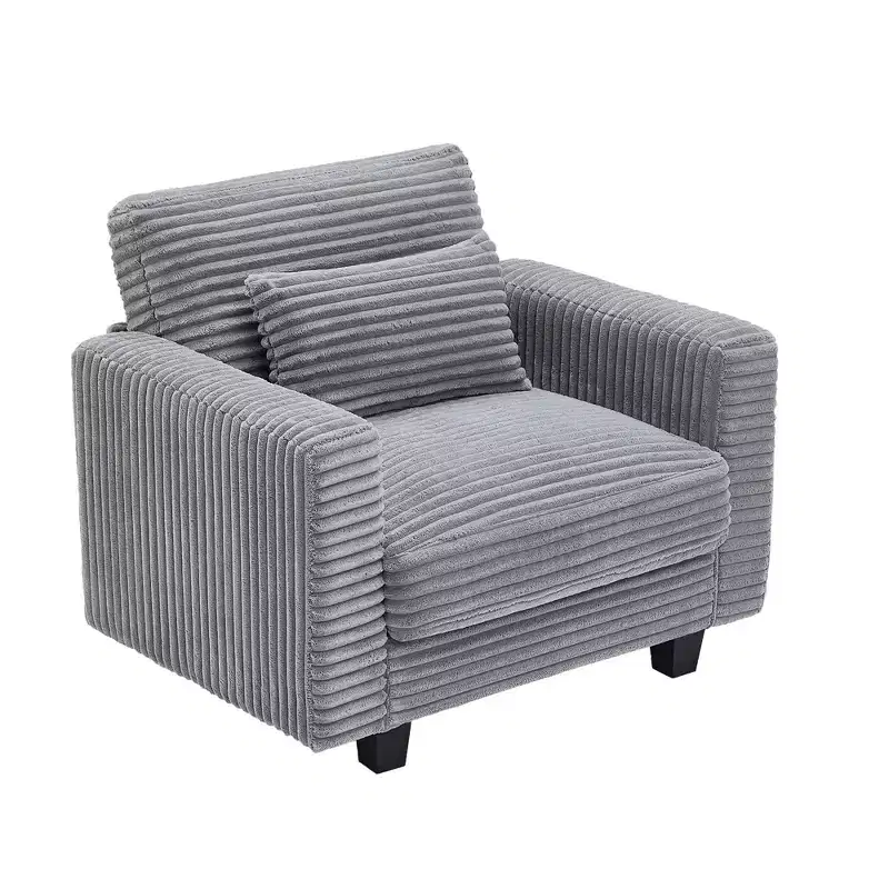 Fauteuil d'appoint surdimensionné en velours côtelé, fauteuil de canapé avec grande assise et accoudoirs larges