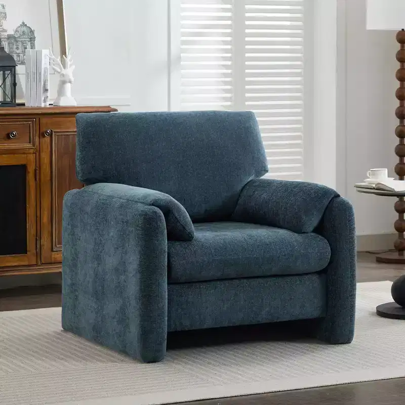 Fauteuil d'appoint surdimensionné en velours côtelé, fauteuil de canapé avec grande assise et accoudoirs larges