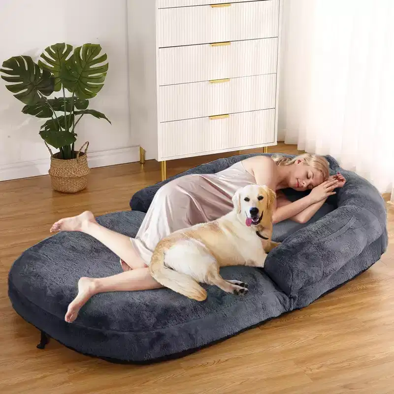 Lit pliable pour humains, lit géant pour personnes et animaux de compagnie, lavable et déhoussable