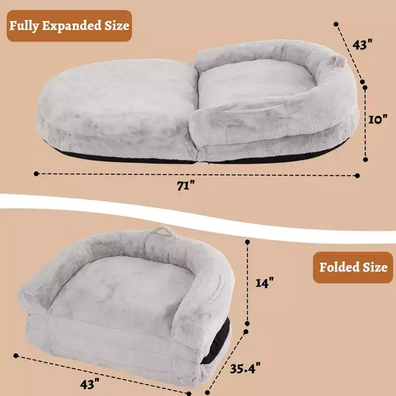 Lit pliable pour humains, lit géant pour personnes et animaux de compagnie, lavable et déhoussable