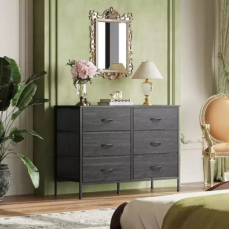 Grande commode à 6 tiroirs, Meuble TV pour téléviseur de 5 pouces, Centre de divertissement
