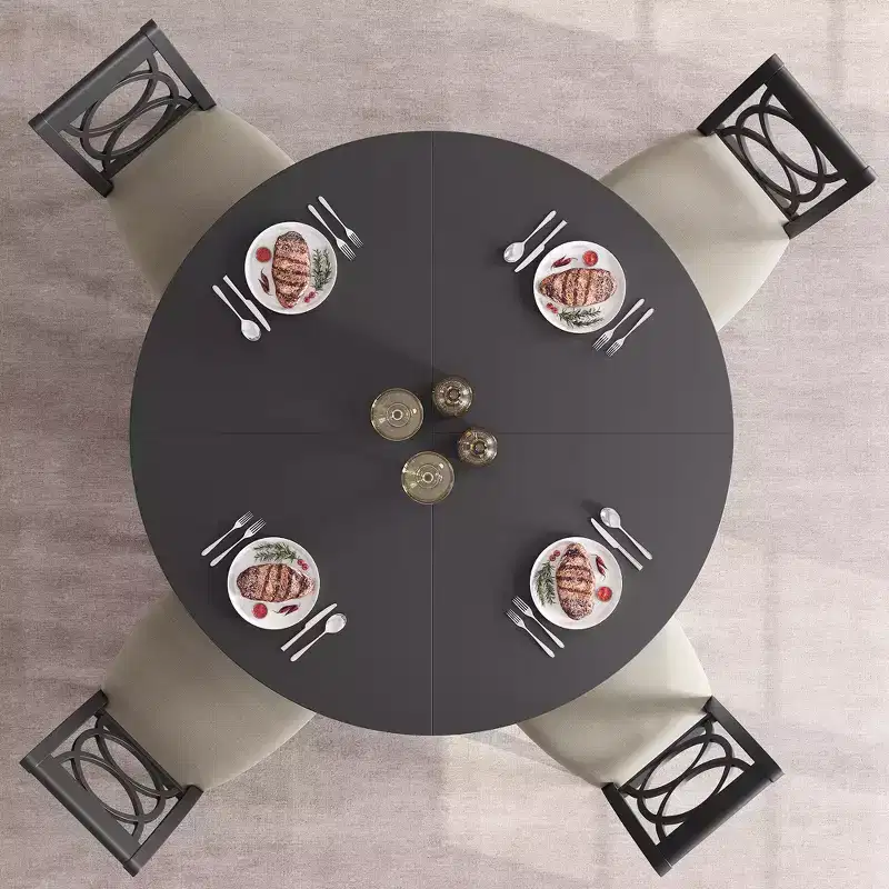 Table à manger ronde de 120 cm pour 4 à 6 personnes, table de cuisine circulaire de style ferme