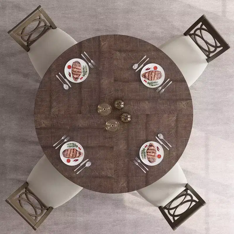 Table à manger ronde de 120 cm pour 4 à 6 personnes, table de cuisine circulaire de style ferme