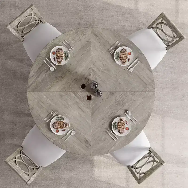 Table à manger ronde de 120 cm pour 4 à 6 personnes, table de cuisine circulaire de style ferme