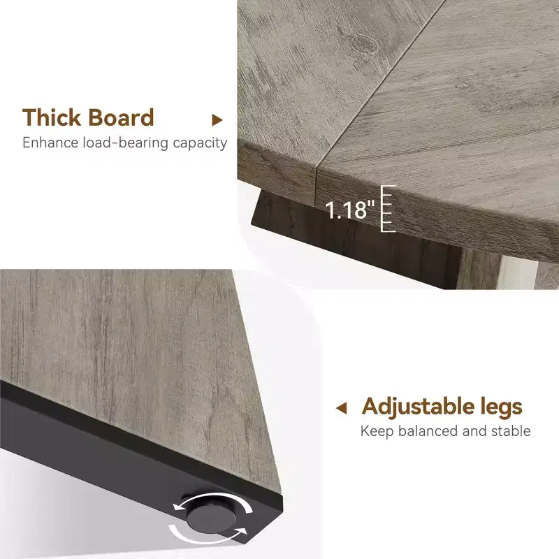 Table à manger ronde de 120 cm pour 4 à 6 personnes, table de cuisine circulaire de style ferme