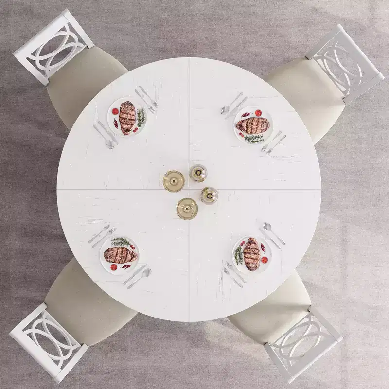 Table à manger ronde de 120 cm pour 4 à 6 personnes, table de cuisine circulaire de style ferme