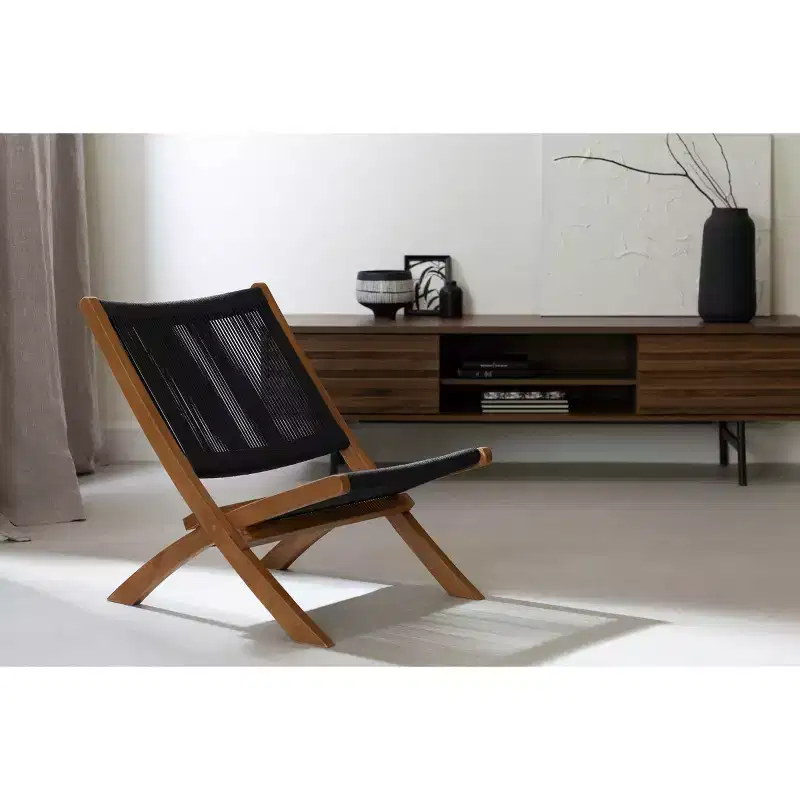 Chaise longue noire/naturel finition brillante, cadre en bois, nettoyer les taches