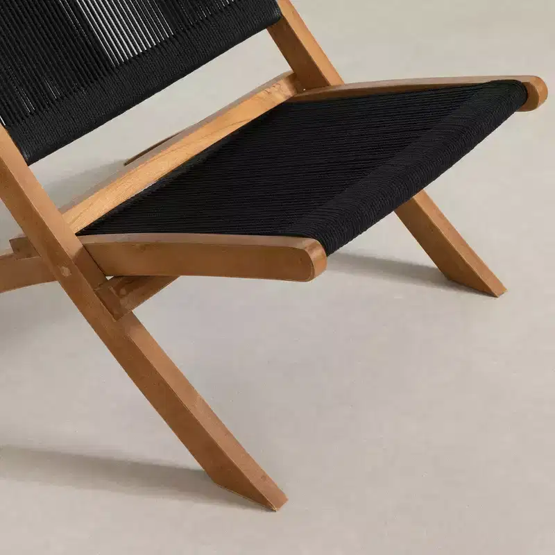 Chaise longue noire/naturel finition brillante, cadre en bois, nettoyer les taches