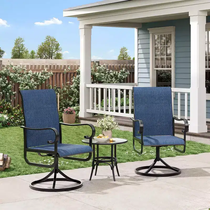 Fauteuil de patio pivotant, avec balancelle en métal