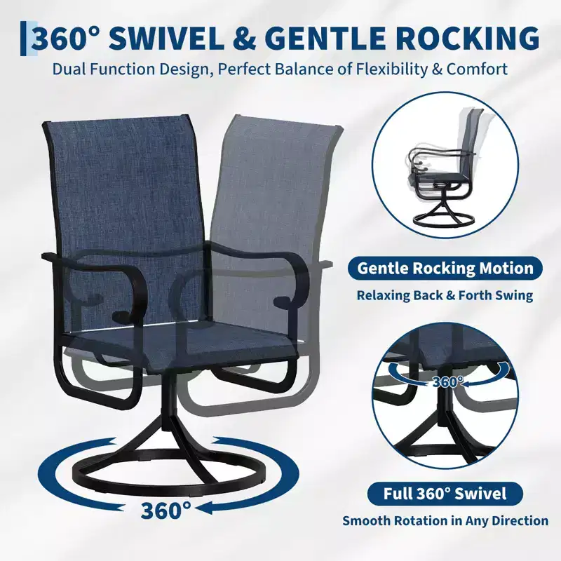 Fauteuil de patio pivotant, avec balancelle en métal