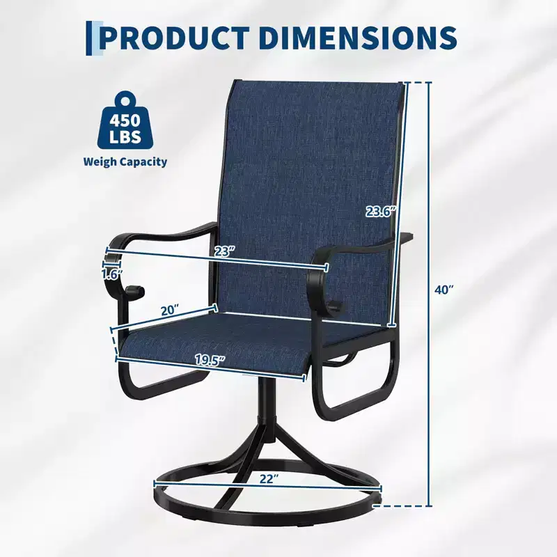 Fauteuil de patio pivotant, avec balancelle en métal