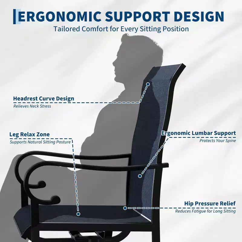 Fauteuil de patio pivotant, avec balancelle en métal