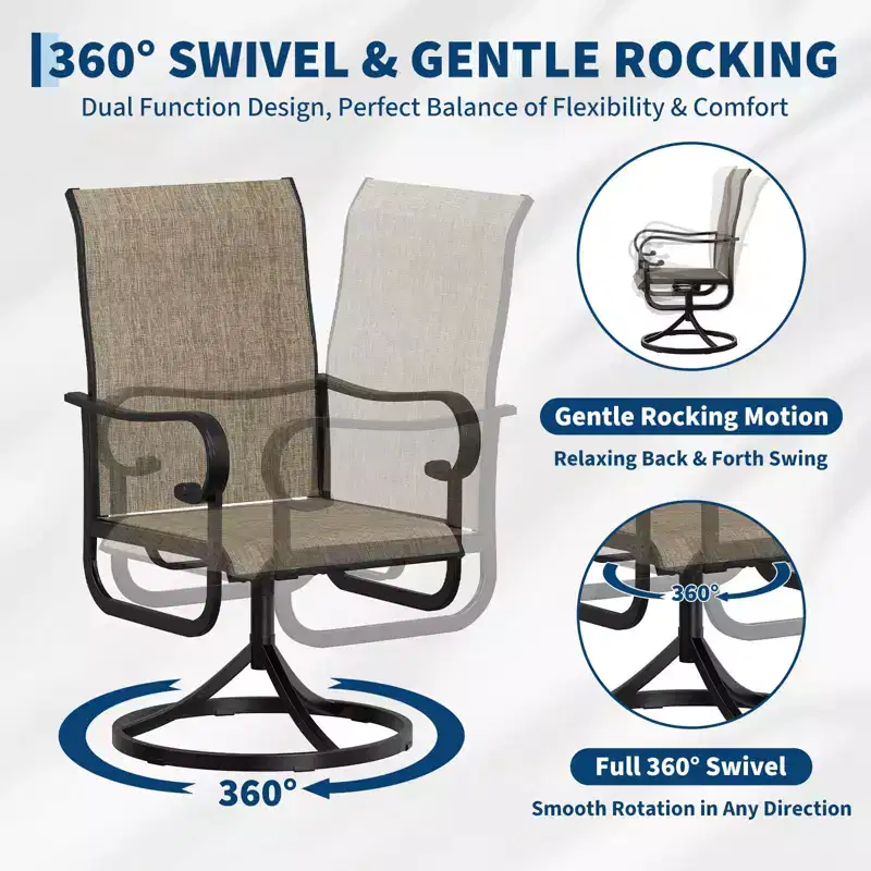 Fauteuil de patio pivotant, avec balancelle en métal