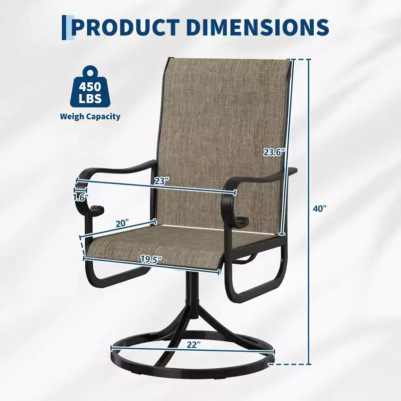 Fauteuil de patio pivotant, avec balancelle en métal