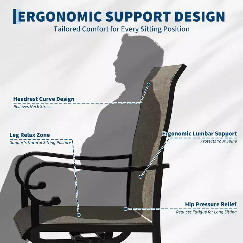 Fauteuil de patio pivotant, avec balancelle en métal