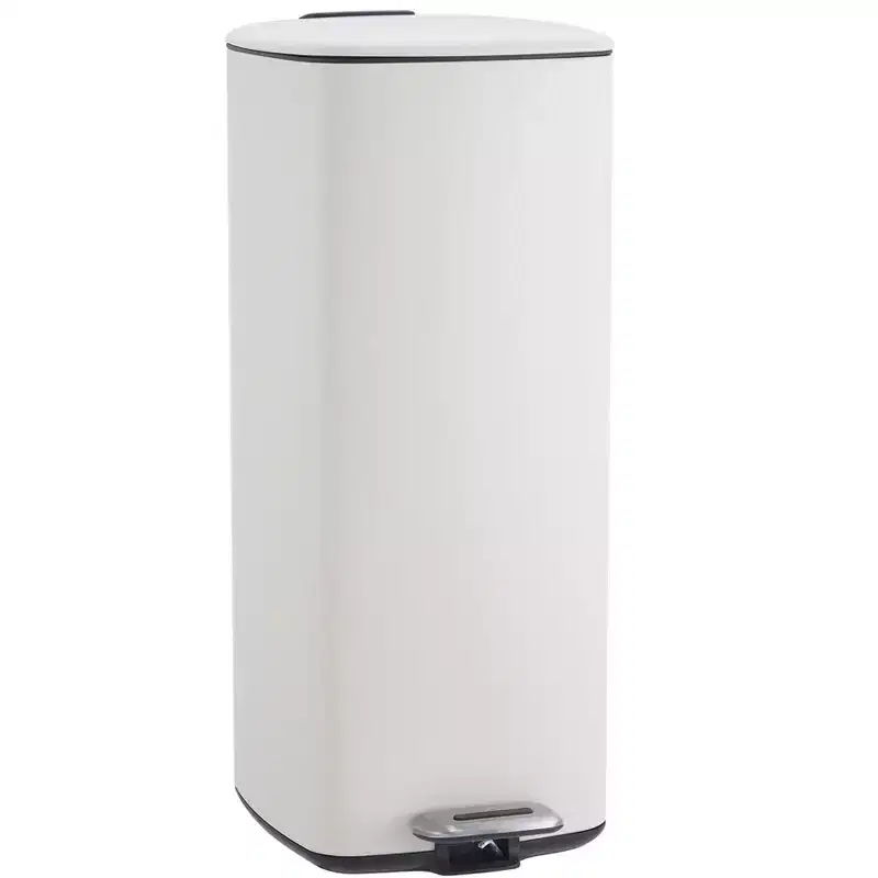 Poubelle à pédale 30 L en acier inoxydable avec couvercle à fermeture amortie